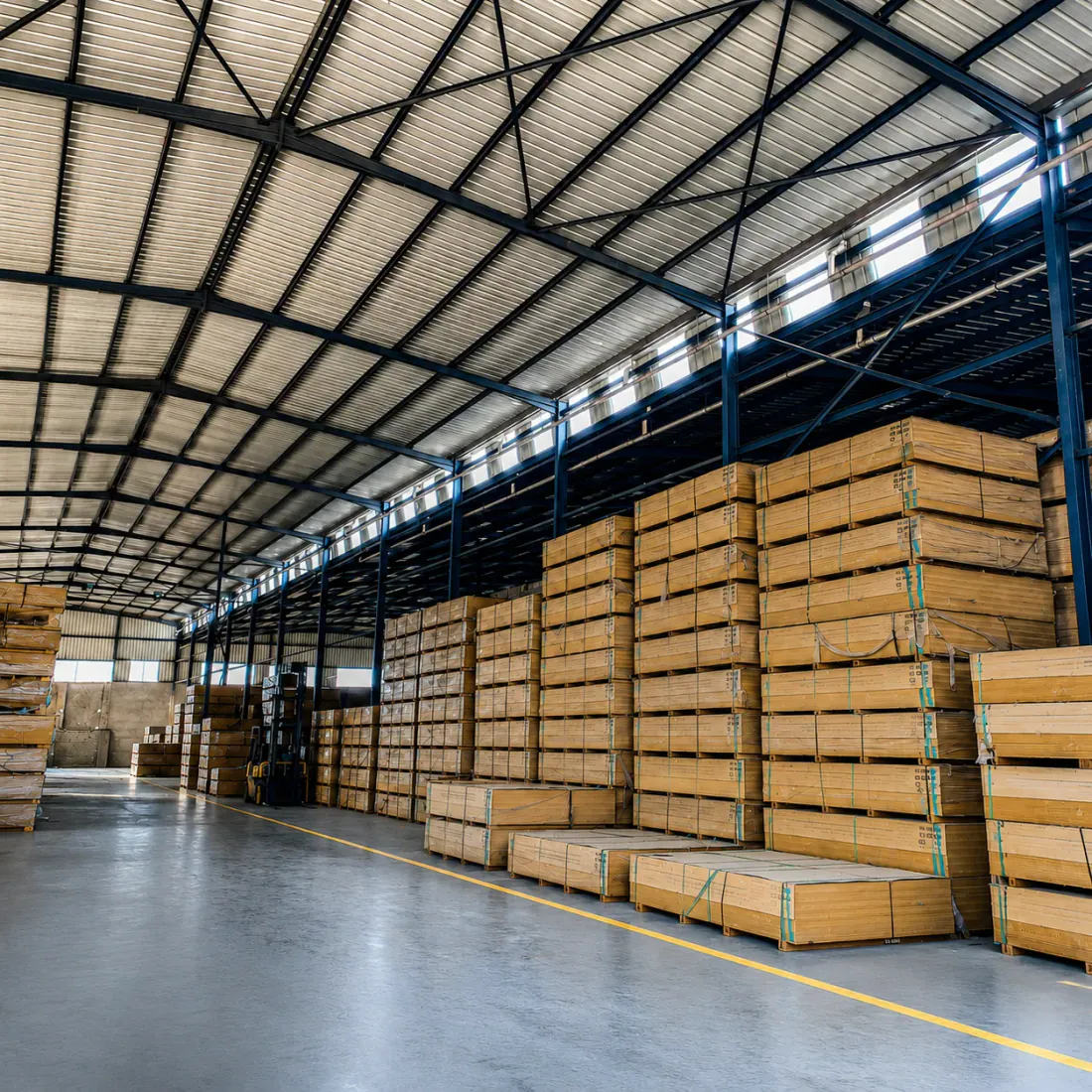 Materials stored inside an industrial facility